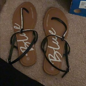 Blue suede shoes brand black and silver